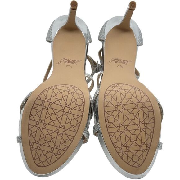 Jewel by BADGLEY MISCHKA Jolene Metallic Silver Embellished High Heel Sandals - Picture 10 of 12